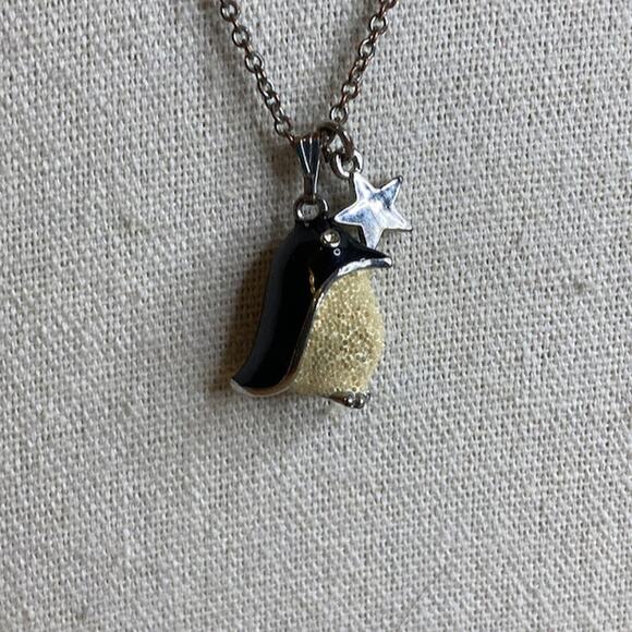 0032 Y2K Monet Enamel Igloo Trinket Box w/Matching Penguin Charm Necklace (2008) - Picture 6 of 9